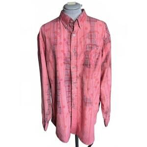 One-of-a-Kind Upcycled, Bleached and Hand Dyed & Painted Flannel Button-Up